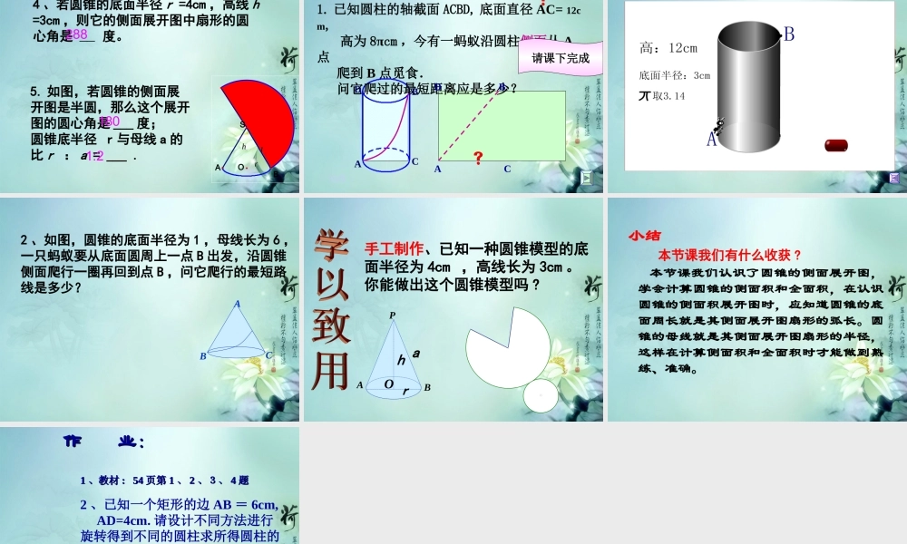 九年级数学下册(2832 圆锥的侧面积和全面积)课件1 华东师大版 课件