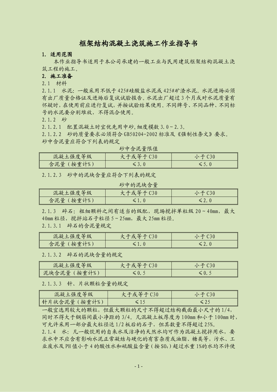 4.2.15框架结构混凝土浇筑施工作业指导书_第2页