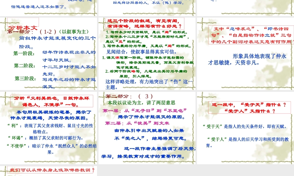 七年级语文伤仲永课件4 语文版 课件