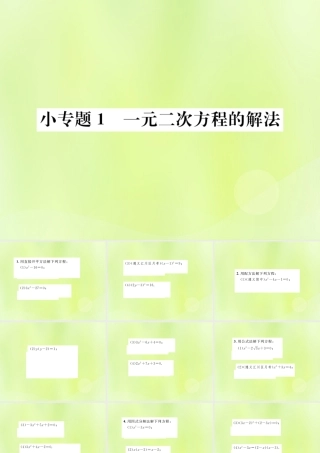 九年级数学上册 第二十一章 一元二次方程 小专题1 一元二次方程的解法课件 (新版)新人教版 课件
