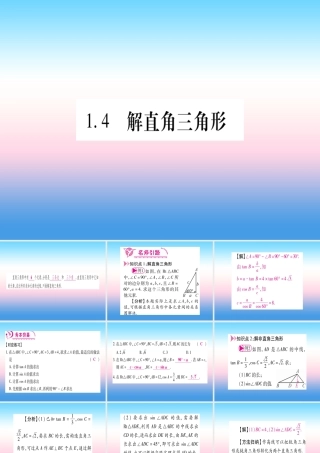 九年级数学下册 第1章 直角三角形的边角关系 14(解直角三角形)课堂导练课件(含中考真题)(新版)北师大版 课件