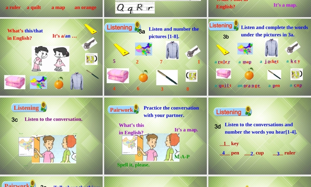 中学七年级英语上册 Starter Unit 2 What's this in English Period 2课件 (新版)人教新目标版 课件