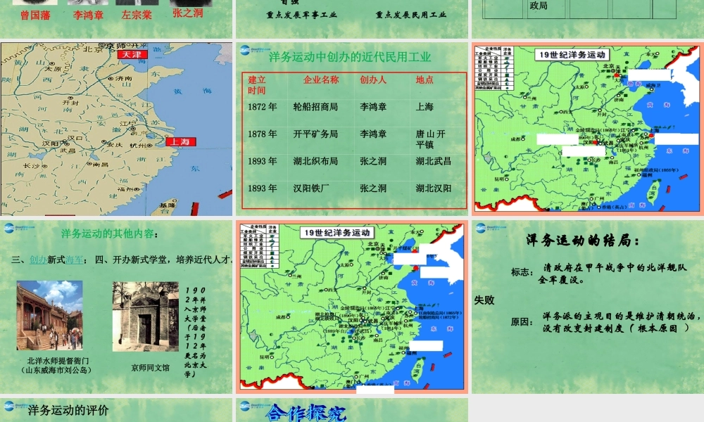 中学七年级历史上册 第7课 洋务运动课件 鲁教版五四制 课件