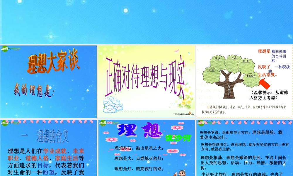 九年级政治 正确对待理想和现实课件 人教新课标版 课件