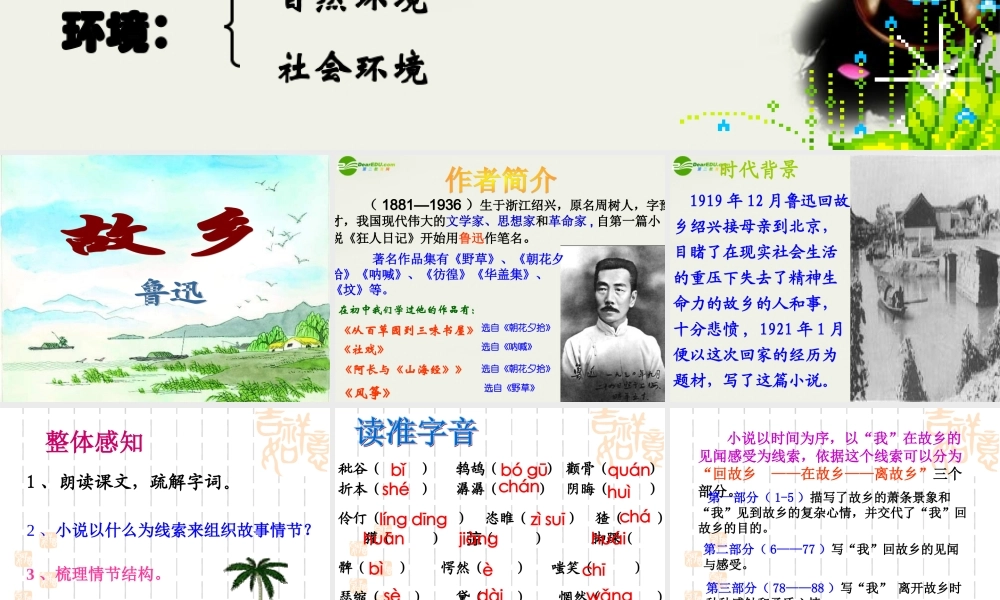 八年级语文下册(故乡)课件 鄂教版 课件