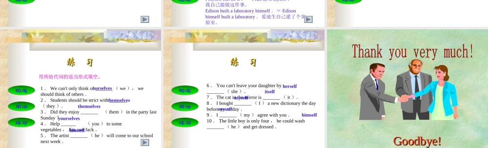 反身代词课件 人教版高三英语语法复习代词详解与练习 人教版高三英语语法复习代词详解与练习