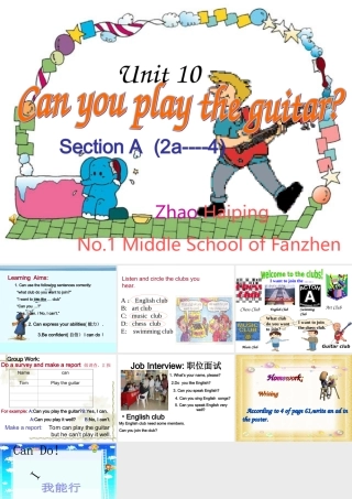 七年级英语下册 Unit 10 Can you play the guitar_Section B 2a ----4课件人教版 课件