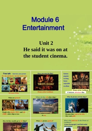 八年级英语下册(Module 6 Entertainment Unit 2 He said it was on at the student cinema )课件 外研版 课件