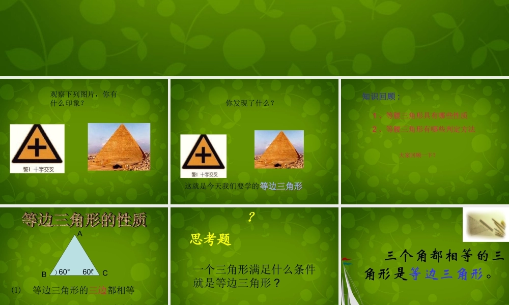 八年级数学上册 12.3.2 等边三角形课件 新人教版 课件