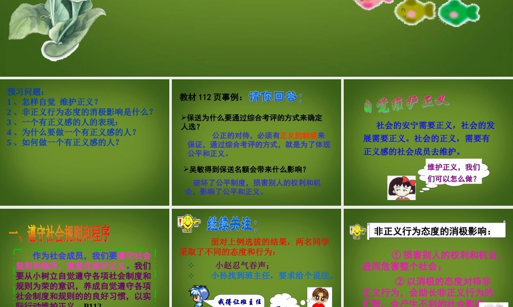 八年级政治下册(自觉维护正义)课件 新人教版 课件