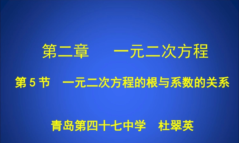 2.5-一元二次方程的根与系数的关系