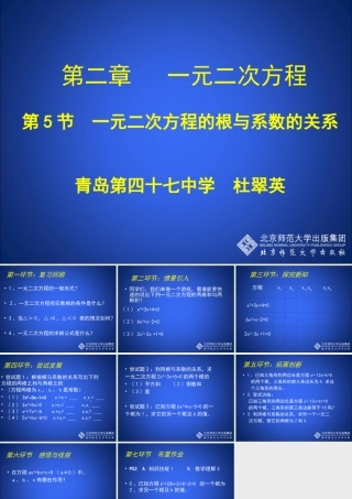 2.5-一元二次方程的根与系数的关系