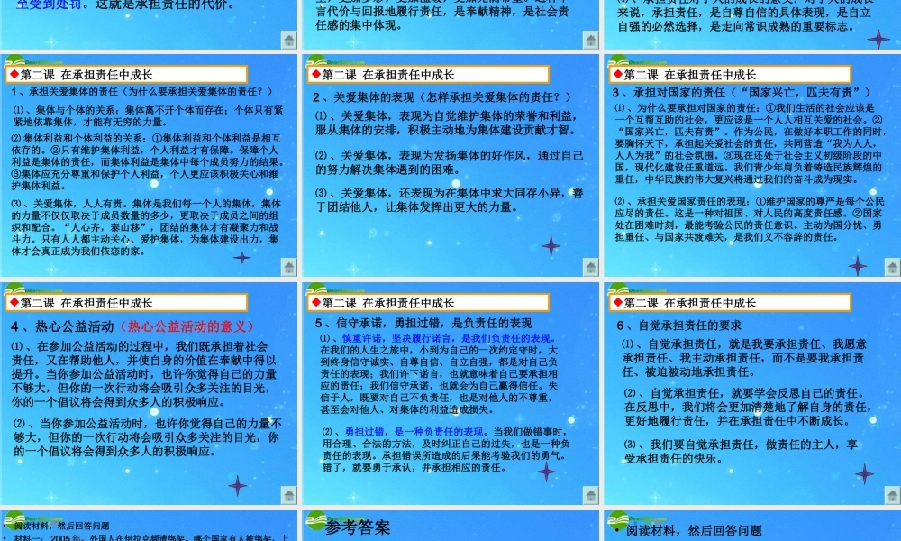 九年级政治 第一单元(承担责任 服务社会)复习课件 人教新课标版 课件