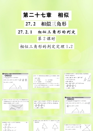 九年级数学下册 第二十七章 相似 272 相似三角形 2721 相似三角形的判定 第2课时 相似三角形的判定定理1，2课件 (新版)新人教版 课件