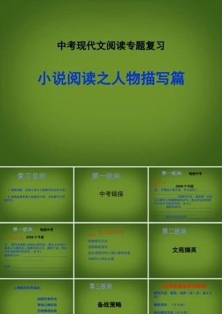 九年级语文(小说阅读之人物描写篇)复习课件 新人教版 课件