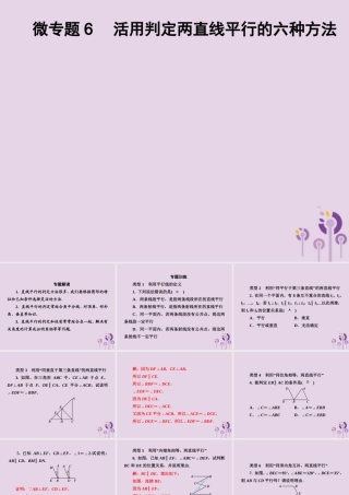 七年级数学下册 第4章(相交线与平行线)微专题6 活用判定两直线平行的六种方法习题课件 (新版)湘教版 课件