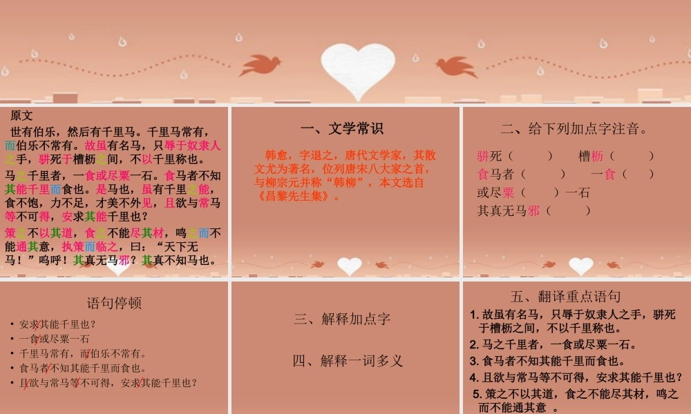 八年级语文下册 4(马说)复习课件 苏教版 课件