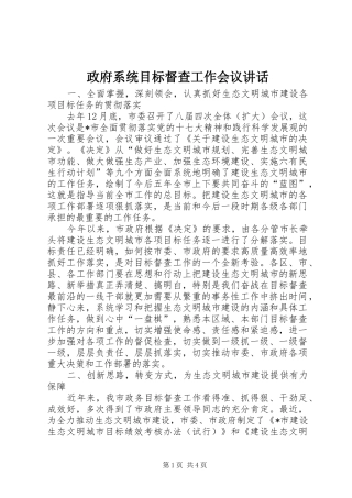 政府系统目标督查工作会议讲话