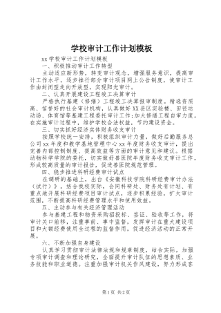 学校审计工作计划模板