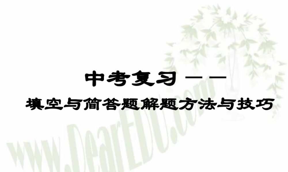 中考化学复习填空与简答题解题方法 新课标 试题