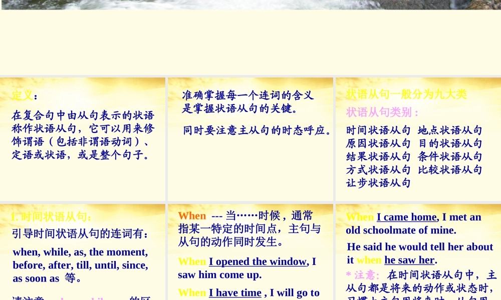 安徽省高三英语 状语从句(1)复习课件