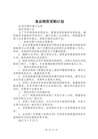 食品物资采购计划
