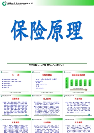 保险原理—中国人寿保险公司新人培训课程PPT模板课件演示文档幻灯片资料