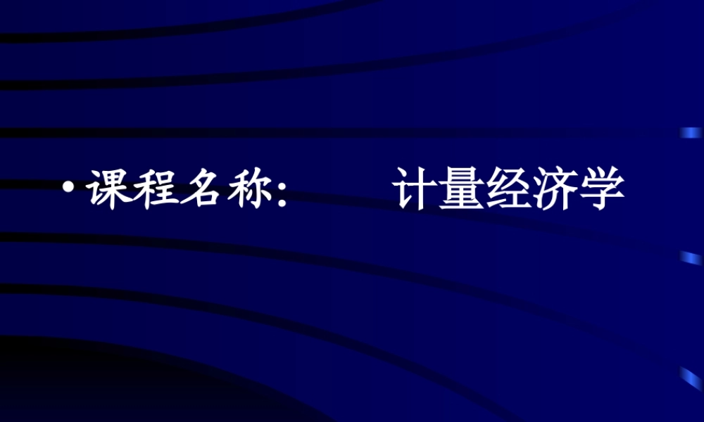 《初级计量经济学课件》