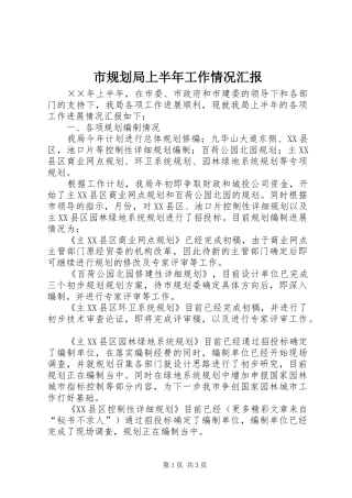 市规划局上半年工作情况汇报_1