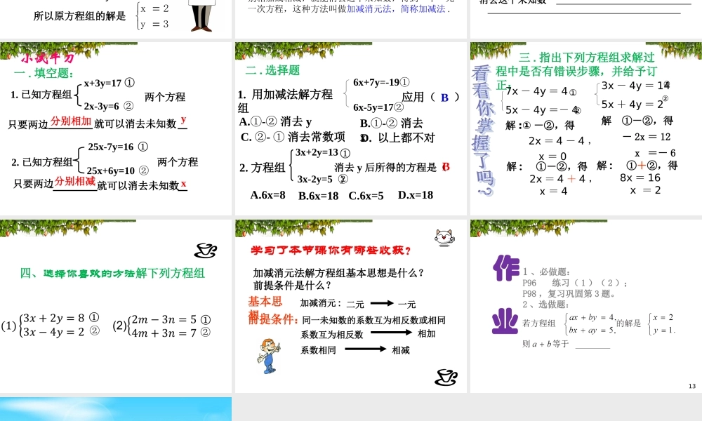 加减消元法----解二元一次方程组