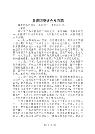 共青团座谈会发言稿