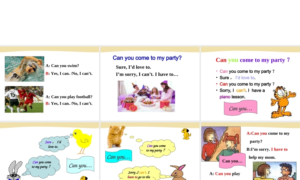 2013最新版新目标英语八年级上期Unit--9--Can-you--come--to--my-party全单元课件...