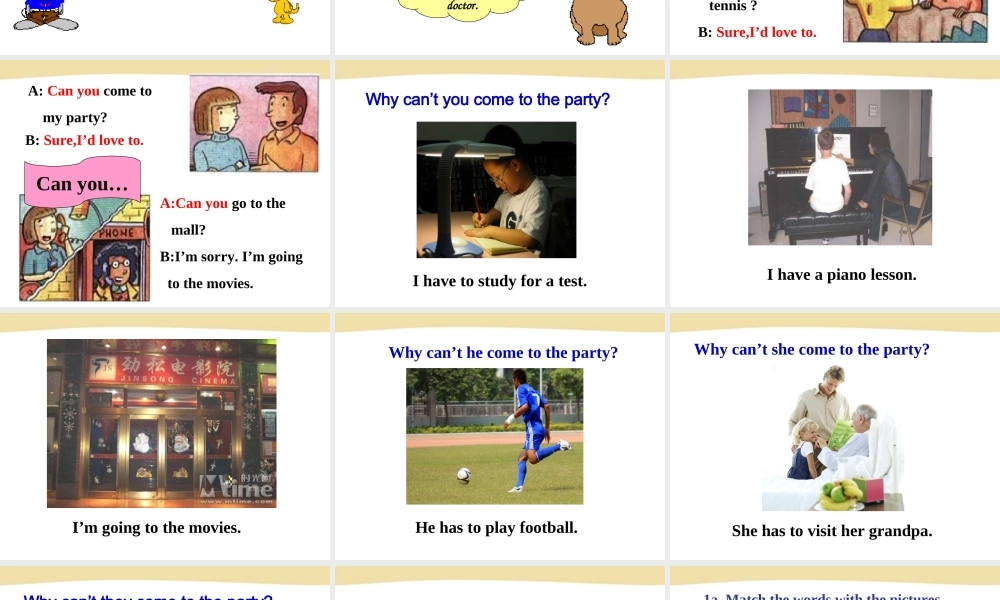 2013最新版新目标英语八年级上期Unit--9--Can-you--come--to--my-party全单元课件...