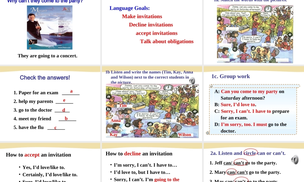 2013最新版新目标英语八年级上期Unit--9--Can-you--come--to--my-party全单元课件...