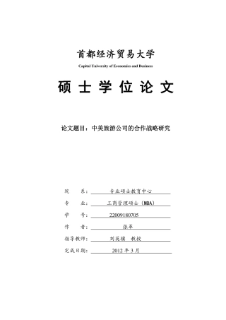 中美旅游公司的合作战略研究