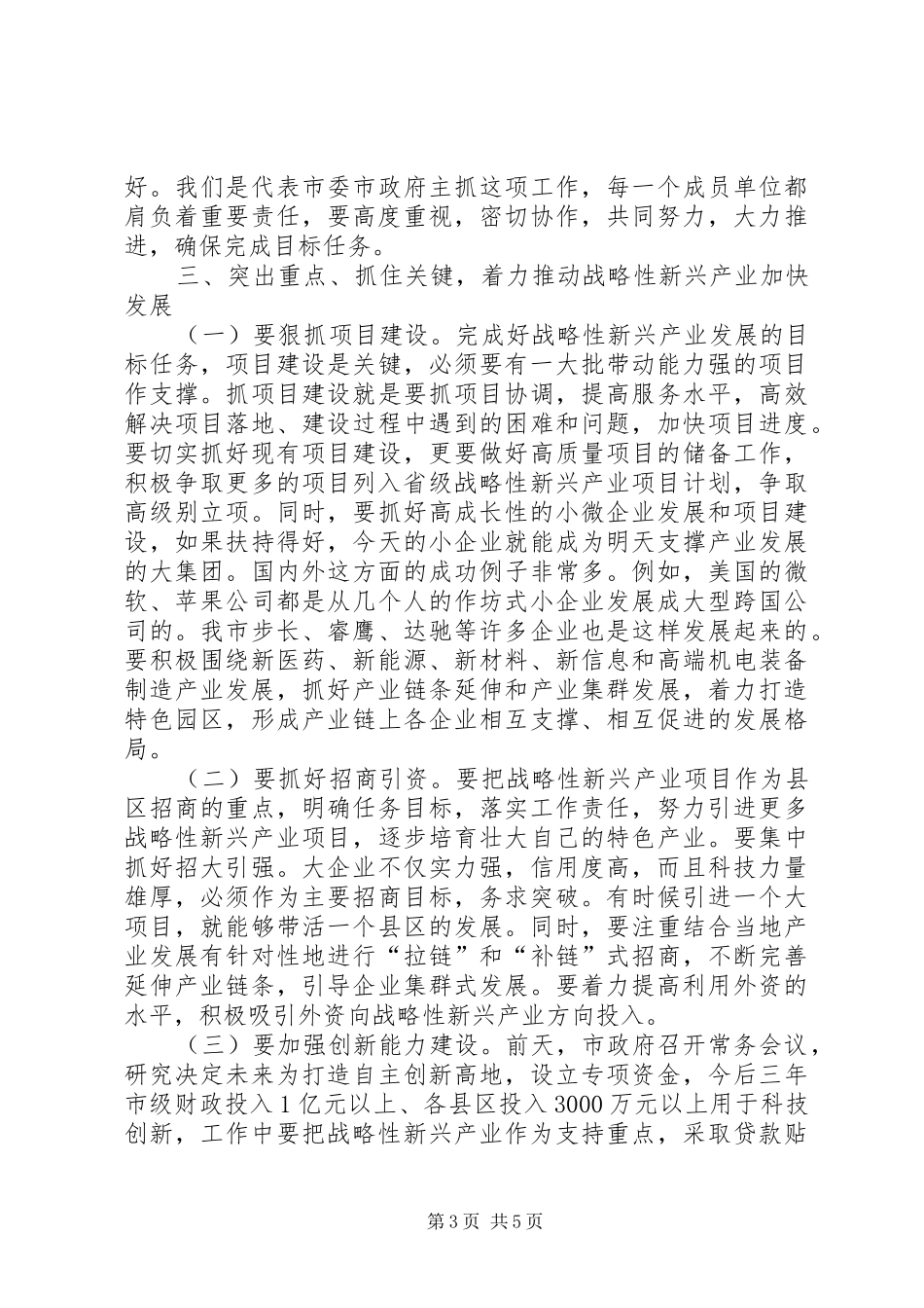 市长在新兴产业基地建设会发言_第3页