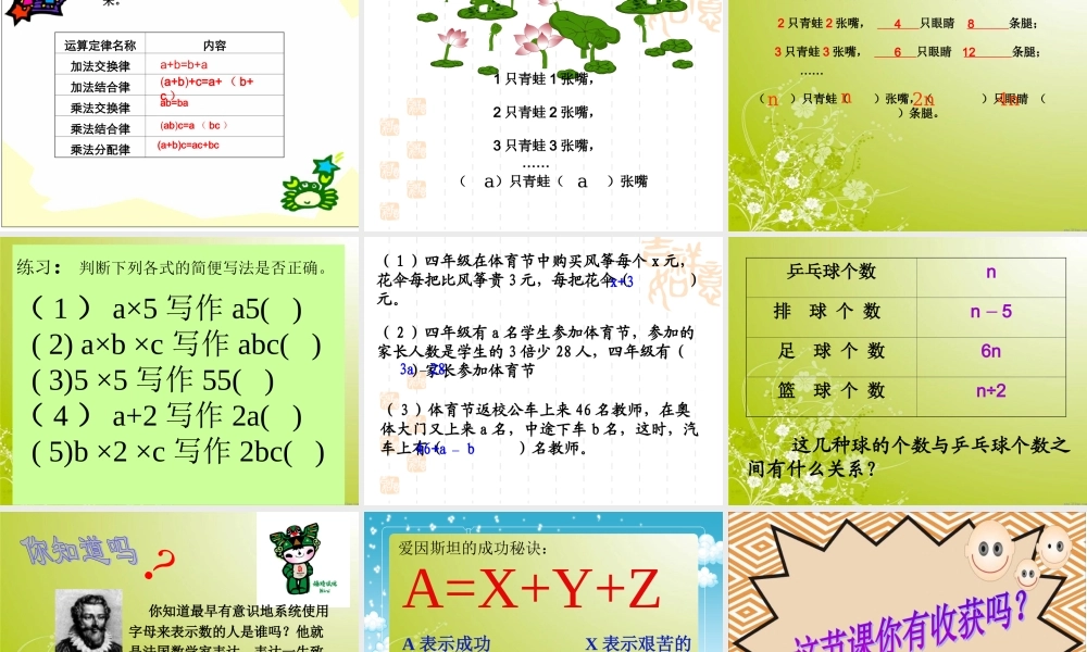 用字母表示数(例1、例2、例3)-(2)-2