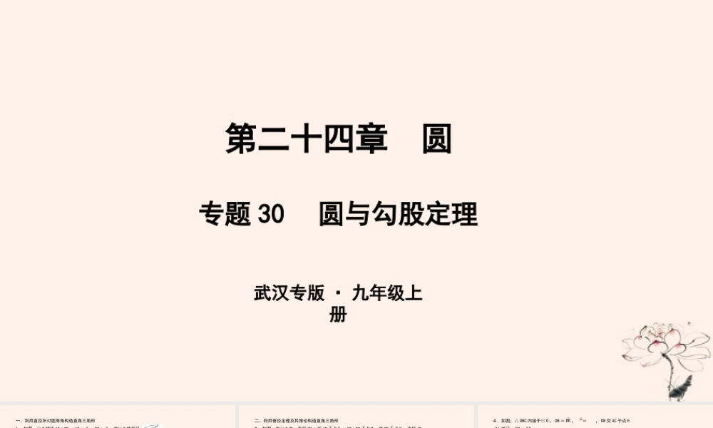 九年级数学上册 第二十四章 圆 专题30 圆与勾股定理课件 (新版)新人教版 课件