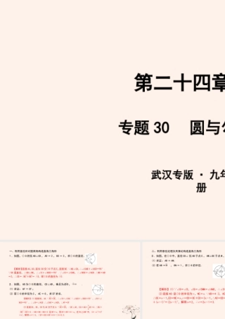 九年级数学上册 第二十四章 圆 专题30 圆与勾股定理课件 (新版)新人教版 课件