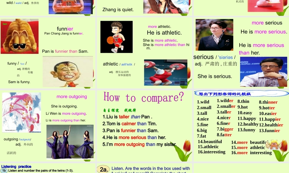 八年级英语上册 unit6 I am more outgoing than my sister课件 人教新目标版 课件