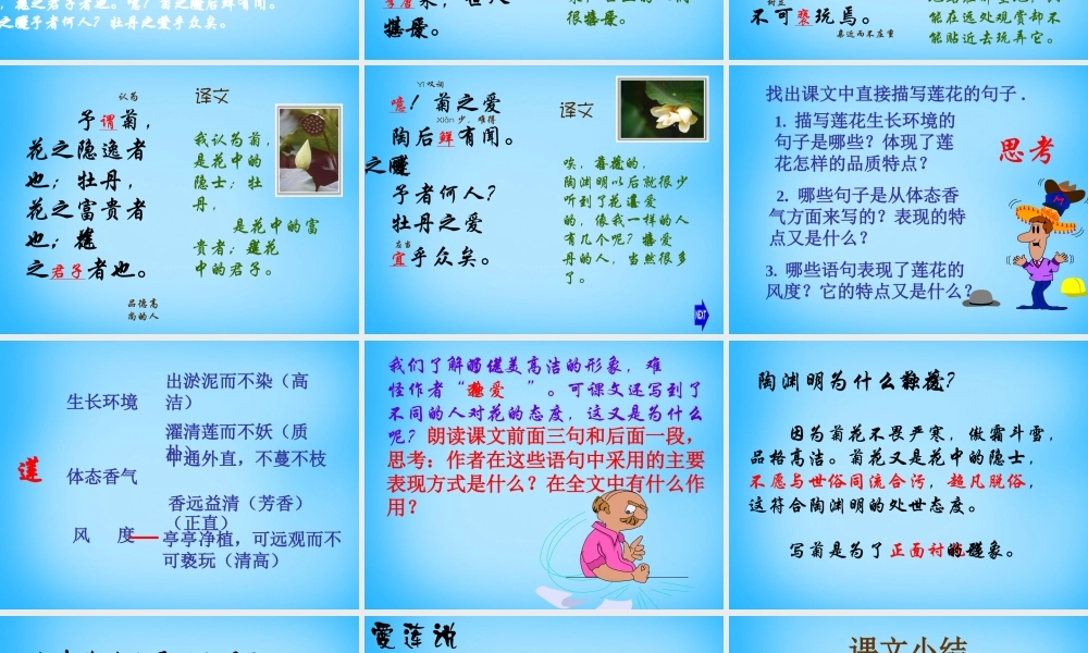 中学七年级语文下册 第21课 爱莲说课件 (新版)苏教版 课件