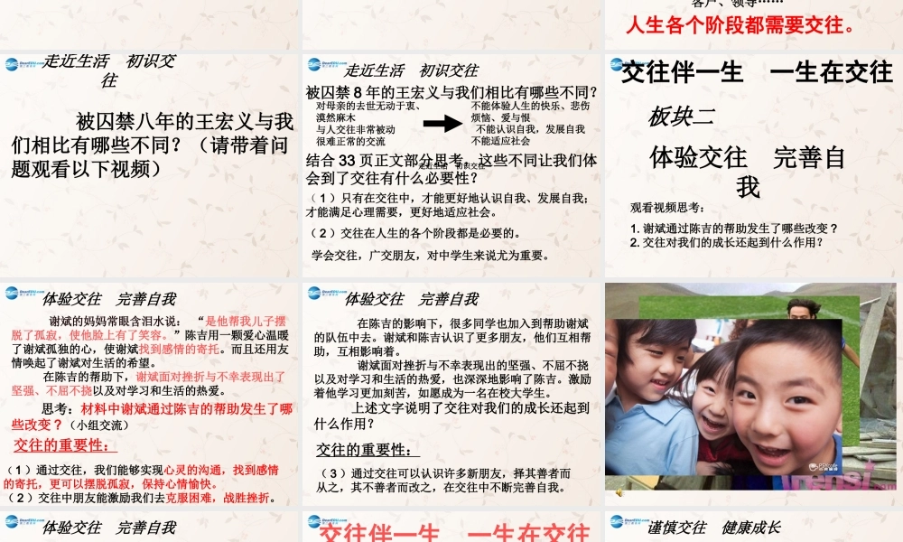 八年级政治上册 第3课 交往伴一生，一生在交往课件2 鲁教版 课件