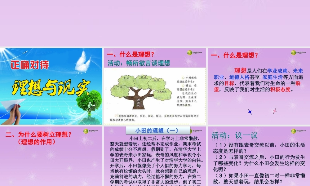 九年级政治全册 101 正确对待理想与现实课件 新人教版 课件