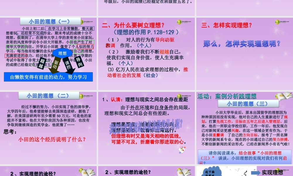 九年级政治全册 101 正确对待理想与现实课件 新人教版 课件