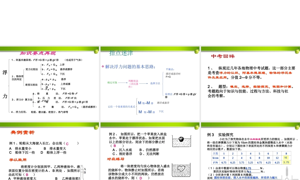 九年级物理 浮力专项复习课件 人教新课标版 课件