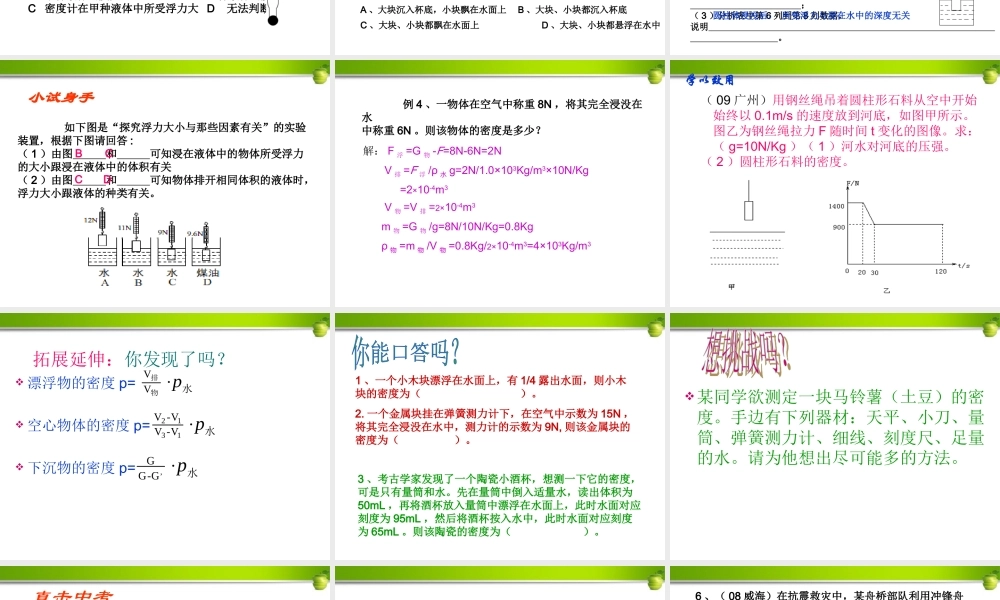九年级物理 浮力专项复习课件 人教新课标版 课件