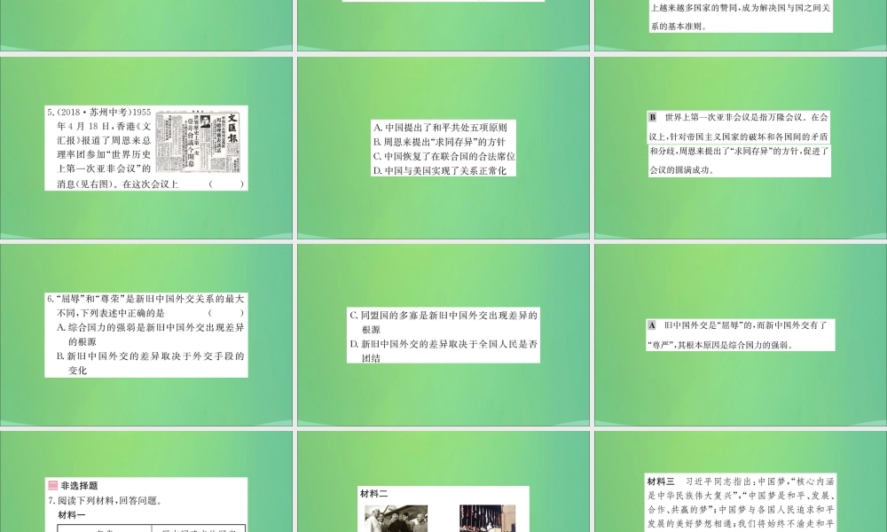 八年级历史下册 第五单元 国防建设与外交成就 5.16一课一练习题课件 (新版)新人教版 课件