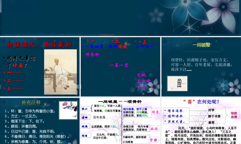 山东省沂水一中高二语文(项脊轩志(2))课件 新人教版 课件