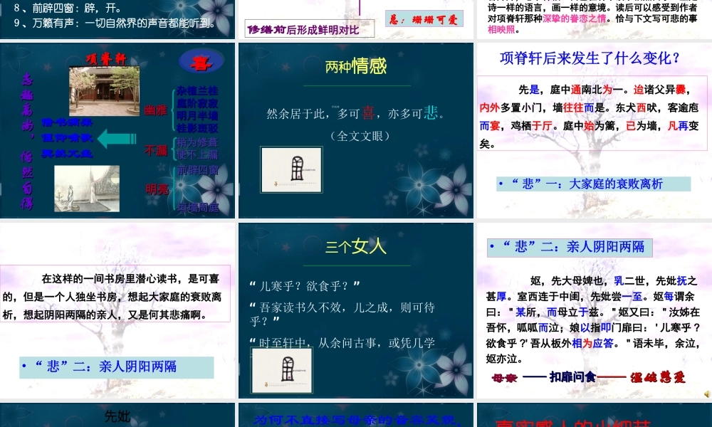 山东省沂水一中高二语文(项脊轩志(2))课件 新人教版 课件