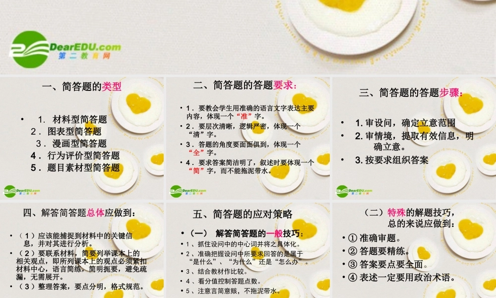 九年级思想品德 简答题简介及答题技巧课件